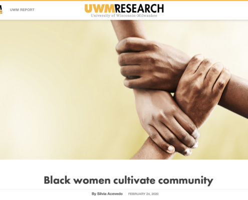 This is the feature image to an article entitled "Black women cultivate community", written by Silvia Acevedo and published February 22, 2020, in UWM Research magazine.