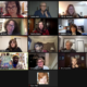 Photo shows a computer screen with 21 participants during the SCBWI-WI PAL New Release Meetup of February 24, 2021