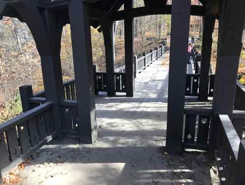 The Seven Bridges opening bridge, overlooking a deep gorge