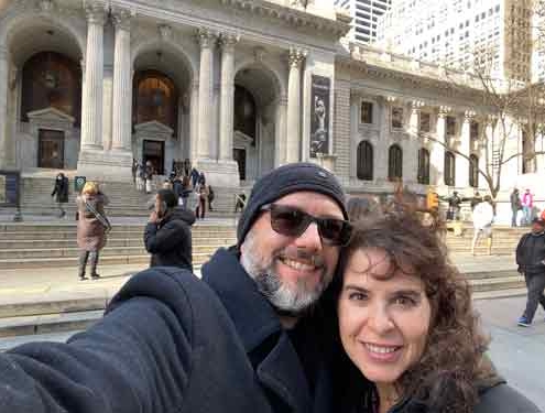 Jeff Miracola and Silvia Acevedo outside NYC's main library