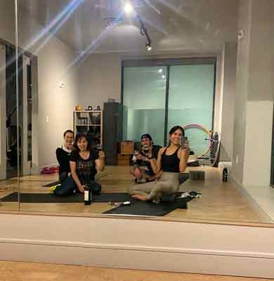 Silvia Acevedo with her yoga group