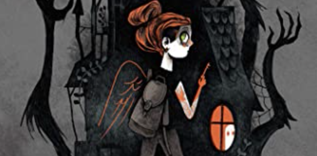 Cover of book called The Clackity, by Lora Senf. Shows girl in front of creepy tree.