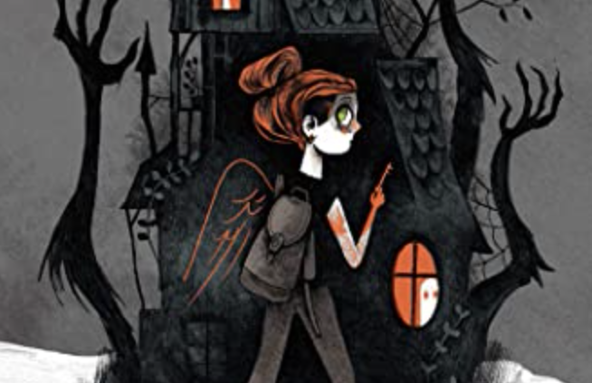 Cover of book called The Clackity, by Lora Senf. Shows girl in front of creepy tree.