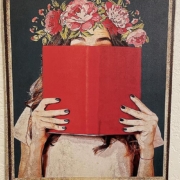 Picture of poster showing a girl holding a red book in front of her face. The poster reads, "That's what I do. I read books and I know things."