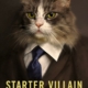 Image shows book cover -- a cat from the shoulders up, it wearing a business suit, against a black background, the book title in yellow typeface.